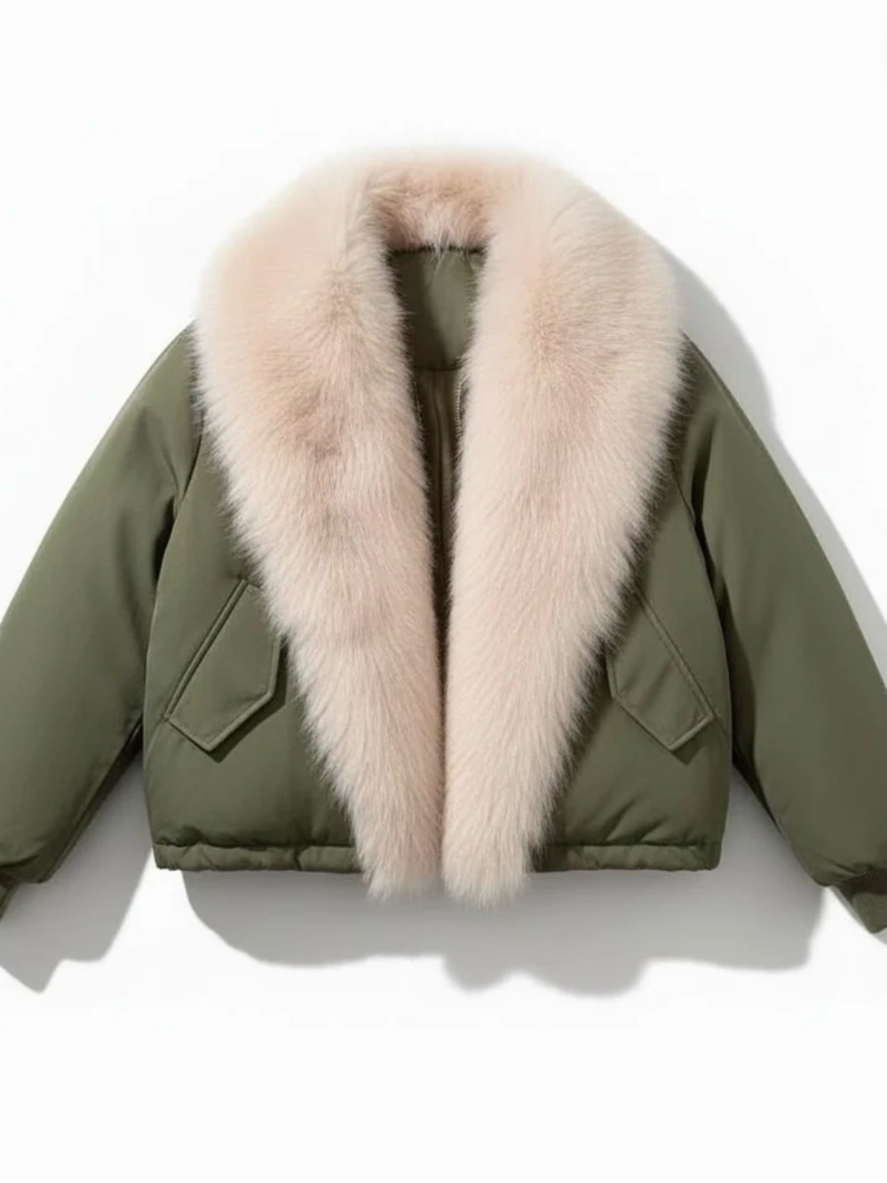 Faux Fur Lined Olive Green Jacket